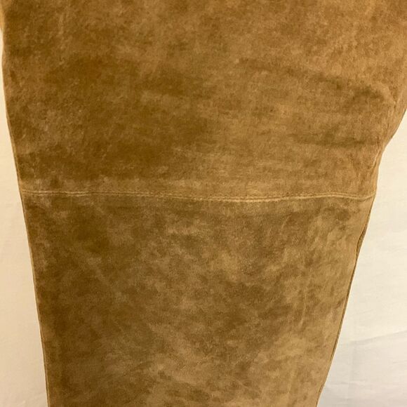 Etcetera Tan Soft Suede Leather High Rise Straight Leg Pants Size 4 - Picture 9 of 14